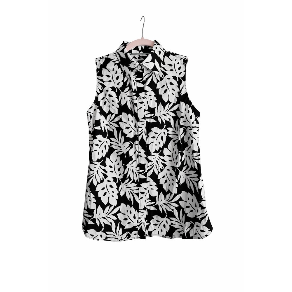 Talbots Black & White Wrinkle-Resistant Sleeveless Top – Size 2